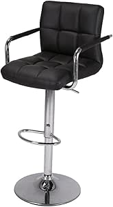 Silla de Bar Negra con Respaldo y reposapiés, Silla de Comedor