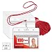 MIFFLIN Lanyard (Red, 2.25x3.5 Inch, 100 Pack) with Clear Plastic Horizontal ID Badge Holder, Heavy Duty Name Pouch with Soft, Woven, Neck Lanyards
