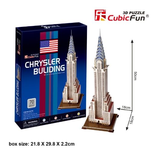 CubicFun C075h US Chrysler Building (New York) World's Great Architectures 3D Puzzle, 70 Pieces - Image 3