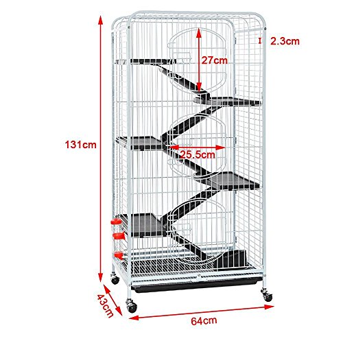 go2buy Metal 3 Doors Rats Rabbit Ferret Cage Playpen, 25.2 x 16.9 x 51.6 Inches (White)