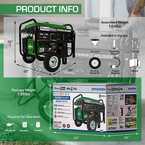 DuroMax XP5250EH Dual Fuel Portable Generator5250 Watt Electric Start