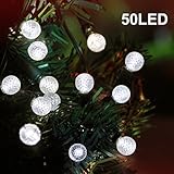 Binval G12 Solar Powered String Lights for Outdoor Patio Lawn Landscape Garden Home Wedding Holiday and Christmas decorations[50LED-White]