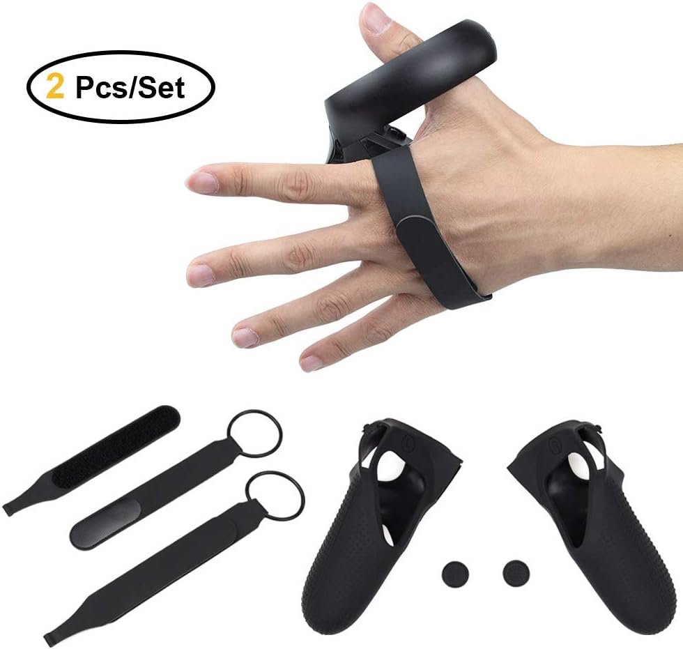 Touch Controller Grip Accessories Knuckle Strap and Grip Cover - for Oculus Quest/Oculus Rift S (Black)