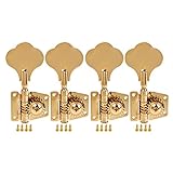 Kmise 5 String Bass Electric Guitar Tuners Tuning Pegs Keys Machine Heads Open Gear 4R1L Gold 1 Set (MI1511)