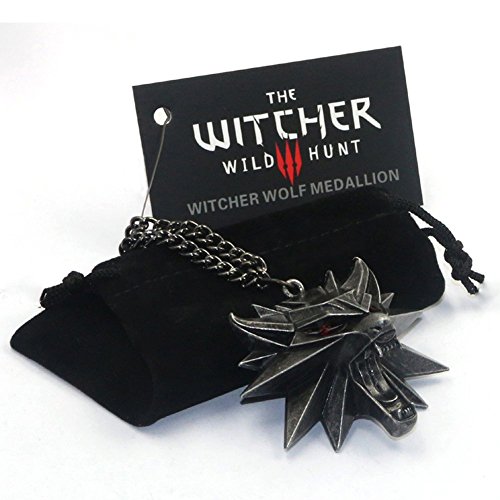 ONNEA The Witcher 3 Hunt Necklace Wolf Necklace for Men (Variety Quality for Choice) (3D Red)