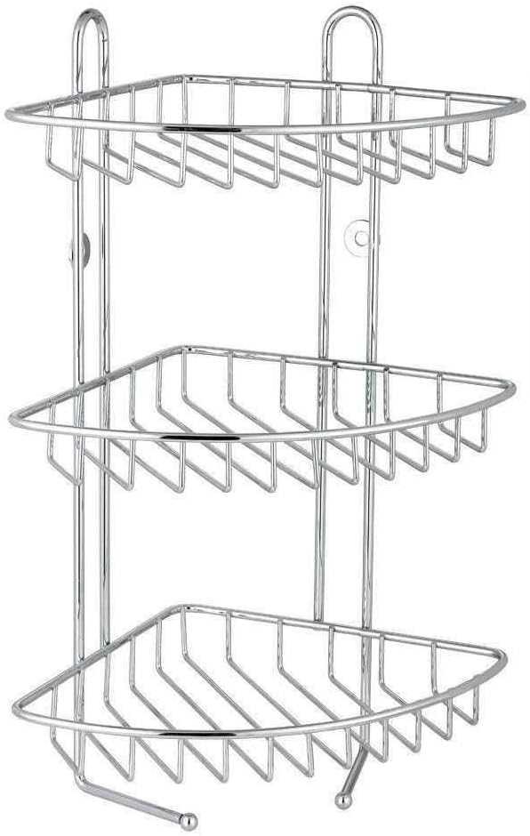 Optimal Products 3 Tier Corner Bathroom Shower Caddy Organiser Rack Shelf Unit Chrome