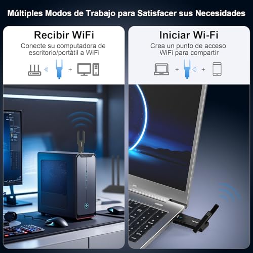 NEWFAST 5400Mbps USB WiFi Adapter for PC WiFi6E Adapter, USB3.0 Wi-Fi 6 for PC 6GHz/5GHz/2.4GHz USB WiFi Antenna Compatible Windows 11/10, MU-MIMO