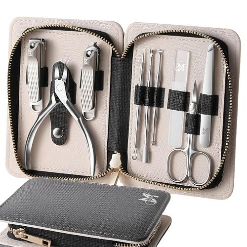 MR.LUXE Manicure Set- Professional 9-in-1 Manicure Pedicure Kit, Premium Stainless Steel Nail Clippers and Grooming Tools with Portable Textured Travel Case, Luxury Gift Set for Woman& Man.