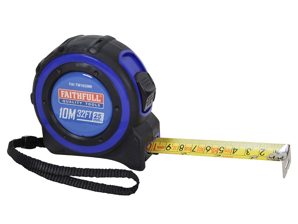 Faithfull Trade Tape Measure 10m/33ft, Class II Nylon Coated Blade, ABS Casing, Multi Colour