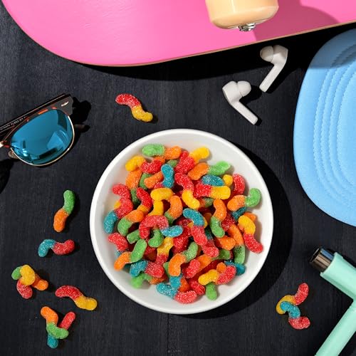 TROLLI SOUR BRITE CRAWLERS CANDY, FRUIT PUNCH FLAVORED SOUR GUMMY WORMS, 14 OUNCE