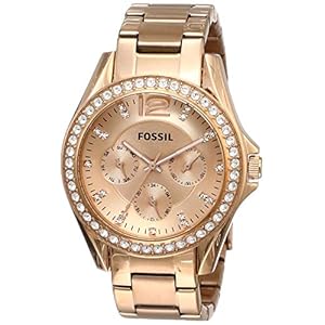 Fossil Women’s Riley Stainless Steel Crystal-Accented Multifunction Quartz Watch
