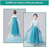 URAQT Princess Dress with Crown Wand Gloves Tiara Wig for Girls 130 view 3