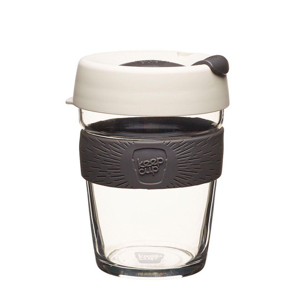 KeepCup Reusable Coffee Cup. Toughened Glass, 12 Ounce/Medium, Milk