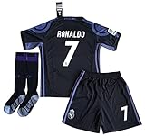 2015-2016 Ronaldo #7 Kids/Youth Real Madrid Champions League Away Jersey (Jersey + Shorts + Socks) (Ages 9-10)