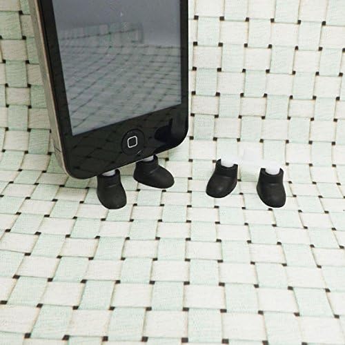 ZOEAST Creative 2 in 1 Cute 8 Colors Shoes Donald Duck Stitch Feet iPhone Stand Data Port Dust Plug Phone Shoes Dustproof Charm iPhone 5S 6 6S SE 7 Plus Phone Stand (iPhone SE/6S/7 Plug, Black)