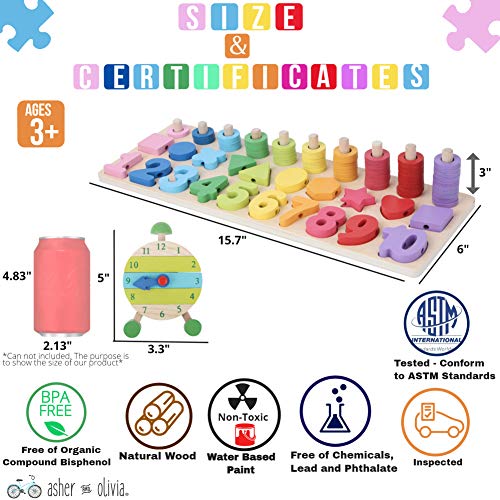 image for ASHER AND OLIVIA Montessori Fine Motor Skill Toys - Math Wooden Number