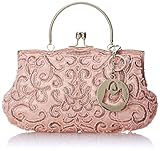 MG Collection Adele Embroidered Seed Beaded Evening Baguette Clutch Purse, Champagne, One Size