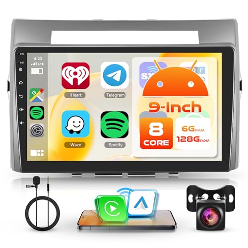 6G+128G 8 Cores Android Car Radio for Toyota Corolla Verso 2004-2009 9'' Touch Screen Stereo Auto Carplay Android Auto Wireless Mirror Link Bluetooth FM/RDS/EQ/DSP WiFi GPS SWC Reversing Camera
