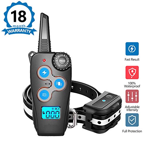 CANAVIS Dog Training Collar with 3 Modes, Beep, Vibration and Shock, Waterproof Dog Shock Collar for 1000FT Remote Range