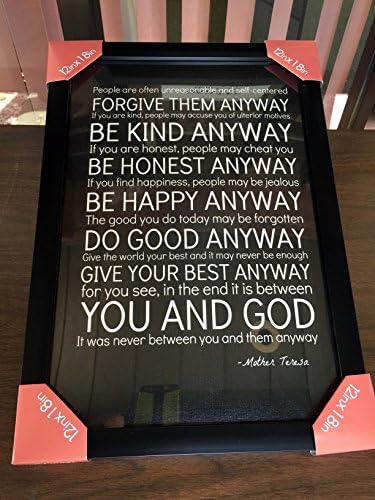 Mother Teresa Quote - Framed - 12x18" - Canvas Banner - Religious & Inspirational