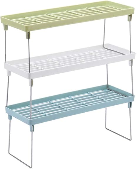 BESTonZON 3 Stück Küchen Unterschrankregal Stapelbar Geschirrablage