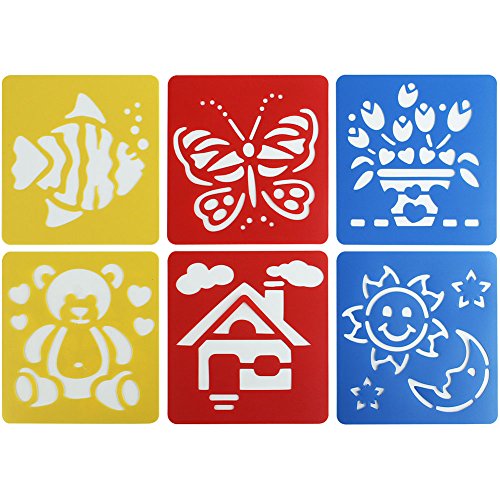 ScivoKaval 30 Pcs Painting Stencil Plastic Drawing Spraying Templates for Kids Crafts Washable Template Cute Patterns for School Projects Assorted Colors - Thumbnail 4