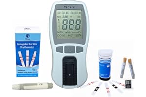 HEALTHCARETUYE Hemoglobin Meter Hemoglobin Test Meter Hemoglobin Test Kit Hemoglobin Analyzer + 25 Strips + 25 Tubes