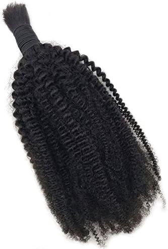 FDshine Afro Kinky Curly Mongolian Hair Bulks Virgin Braiding Hair Bulk Extensions No Weft Natural Color 22"