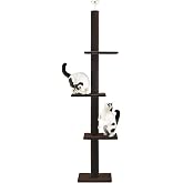 Cat Craft Cat Tree Floor to Ceiling 95-108" Tall Cat Tree Carpet Cat Tower Kitten Tree Sisal Scratching Post and Mat Cat Pole for Indoor Cats, Dark Brown, 4-Tier