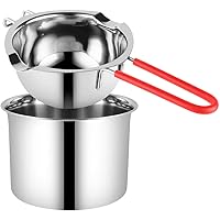 Hillvo 2 Pack 304 Stainless Steel Chocolate Melting Pot with Heat Resistant Handle, Double Boilers for Melting Cheese…