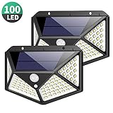 Solar Lights Outdoor 100 Led, Feob Upgraded Super Bright Motion Sensor Light with 270° Wide Angle, Wireless Waterproof Security Wall Lights for Front Door, Yard, Garage, Deck, Pathway, Porch(2 Pack)