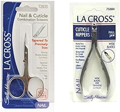 Sally Hansen LA Cross Nail &amp; Cuticle Combination Scissors 72835 + Cuticle Nippers Wide Blade 75884 + FREE Luxury Luffa Loofah Bath Sponge On A Rope, Color May Vary