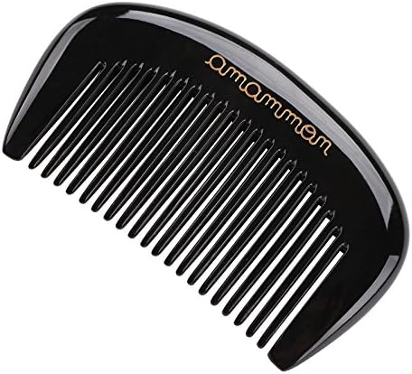 Exquisite Gift - Amammon No Static 100% Handmade Premium Quality Natural Narrow-tooth Moon Shaped Black Ox Horn Pocket Comb
