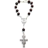 Rosary One Decade Wooden Beads St. Damiano Cross
