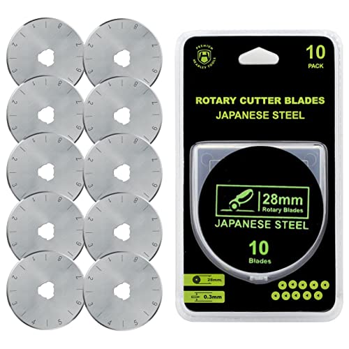 HEADLEY TOOLS 28mm Rotary Cutter Blades 10 Pack Fits Olfa, Fiskars
