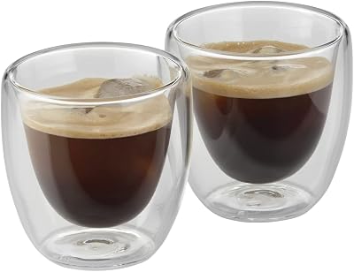 Wmf kult duas xícaras de café e chá de vidro, xícaras de café expresso de parede dupla transparente, vidro de borosilicato