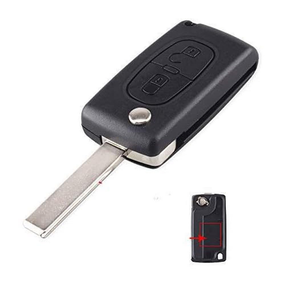 kuyuansu 207 307 308 407 607 807 C2 C3 C4 C5 C6 Flip Car Key Shell Case with 2 Buttons and 3 Buttons (2 Buttons, HU83 BLADE-CE0523)