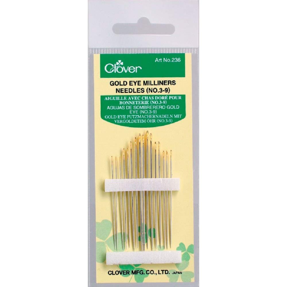 Clover 236 Gold Eye Milliners Needles No. 3,5,7,9, 16