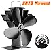 Heat Powered Stove Fan with Magnetic Thermometer 4 Blade Aluminium Silent Eco-friendly for Wood Log Burner Stoves