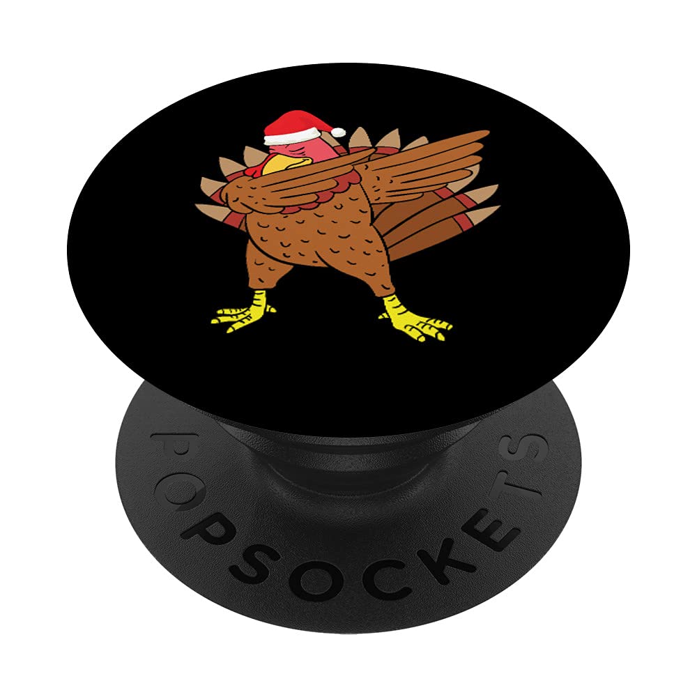 Dabbing Turkey With Santa Claus Hat Christmas Dab Dance PopSockets Swappable PopGrip