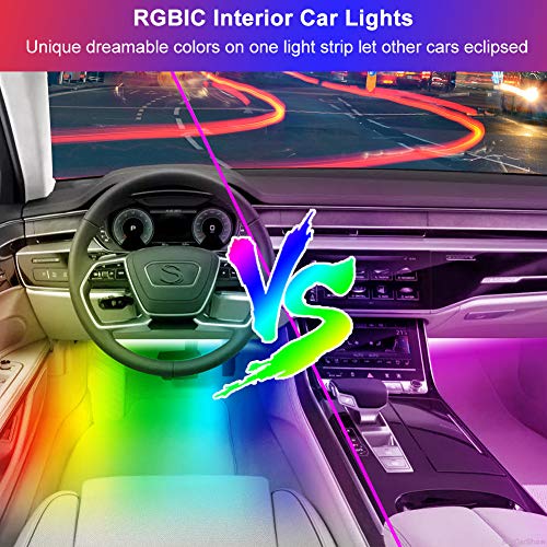 Bluetooth Interior Car Lights, 4pcs 60 LED Multicolor Music Car Strip Light Decorative Atmosphere Glow Neon Lighting Kit… - Image 3