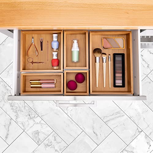 Seville Classics Bamboo Premium Organizer Storage Bins for Kitchen