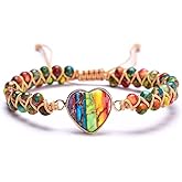 "SS Boutique" 7 Chakra Healing Heart Gemstone Bracelet – Handmade Natural Stone Wrap for Meditation, Energy, Spiritual Protection, and Mental Health Balance – 1 Strand 1 Piece Leather Bracelet