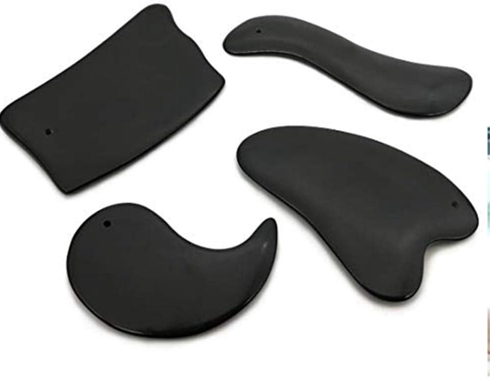 GuaSha Scraping Massage Tools Natural Bian stone-4pcs Body Pain Relief Best Massage Tools for Deep Tissue Gua Sha Stone Iastm Tools for Myofascial Release