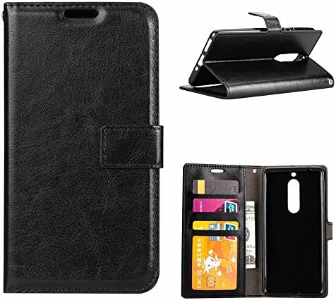 LUSHENG Case for Huawei Mate 10 Lite,Heavy Duty Shockproof Skin Shell Soft PU Leather Flip Bookstyle Flexible Wallet Cover Case with Built-in Kickstand - Black