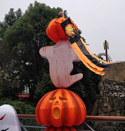 PINCHUANG 40 Inch Halloween Pumpkin Ghost Windsock Flag, Halloween Windsock Outdoor Hanging Decoration for Front Yard Patio Lawn Garden Party Decor(Pumpkin Windsock) - Thumbnail 6