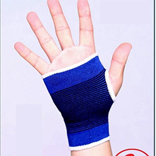 Mcolics Elastic Wrist Hand Brace Gym Sports Support Wrist Gloves Hand Palm Gear Protector Carpal Tunnel Tendonitis Pain Relief, 1 Pair (Blue)