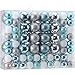 Sea Team 87-Pack Shatterproof Babyblue Christmas Ball Ornaments Set, Assorted Multi-Sized Hanging Baubles, Xmas Tree Decorations, Seasonal Décor for Holiday Wreath Garland, Hooks Included