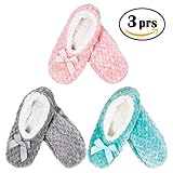 BambooMN - Adult Super Soft Warm Microfiber Cozy Fuzzy Slippers Non-Slip Lined Socks