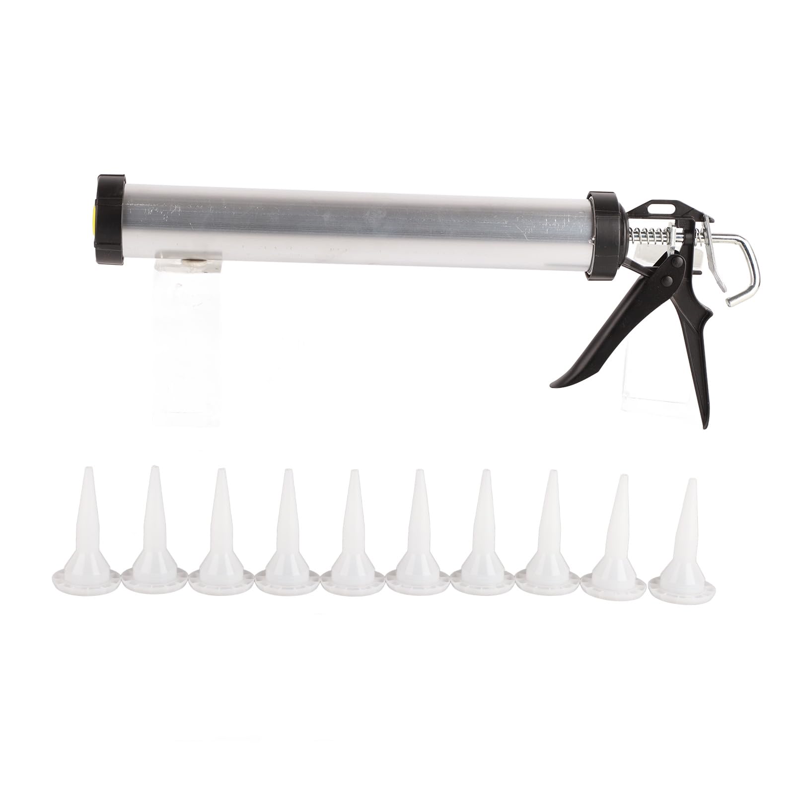 Caulking Gun, Aluminum Tube Silicone Caulking Gun 600ml Caulk Tool with 10 Nozzles